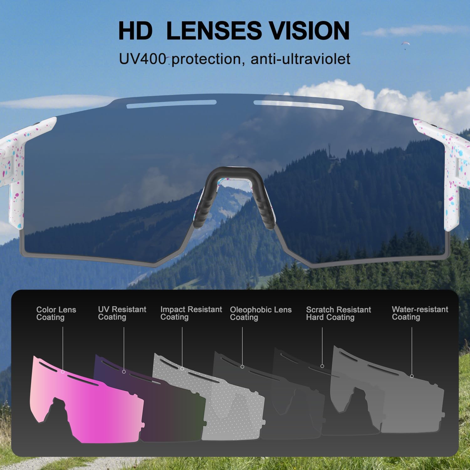 IX INOXTO Sports Sunglasses for Men Women Cycling Sunglasses Lightweight TR90 Frame UV400 Protection Goggles for Baseball Run - Image 3