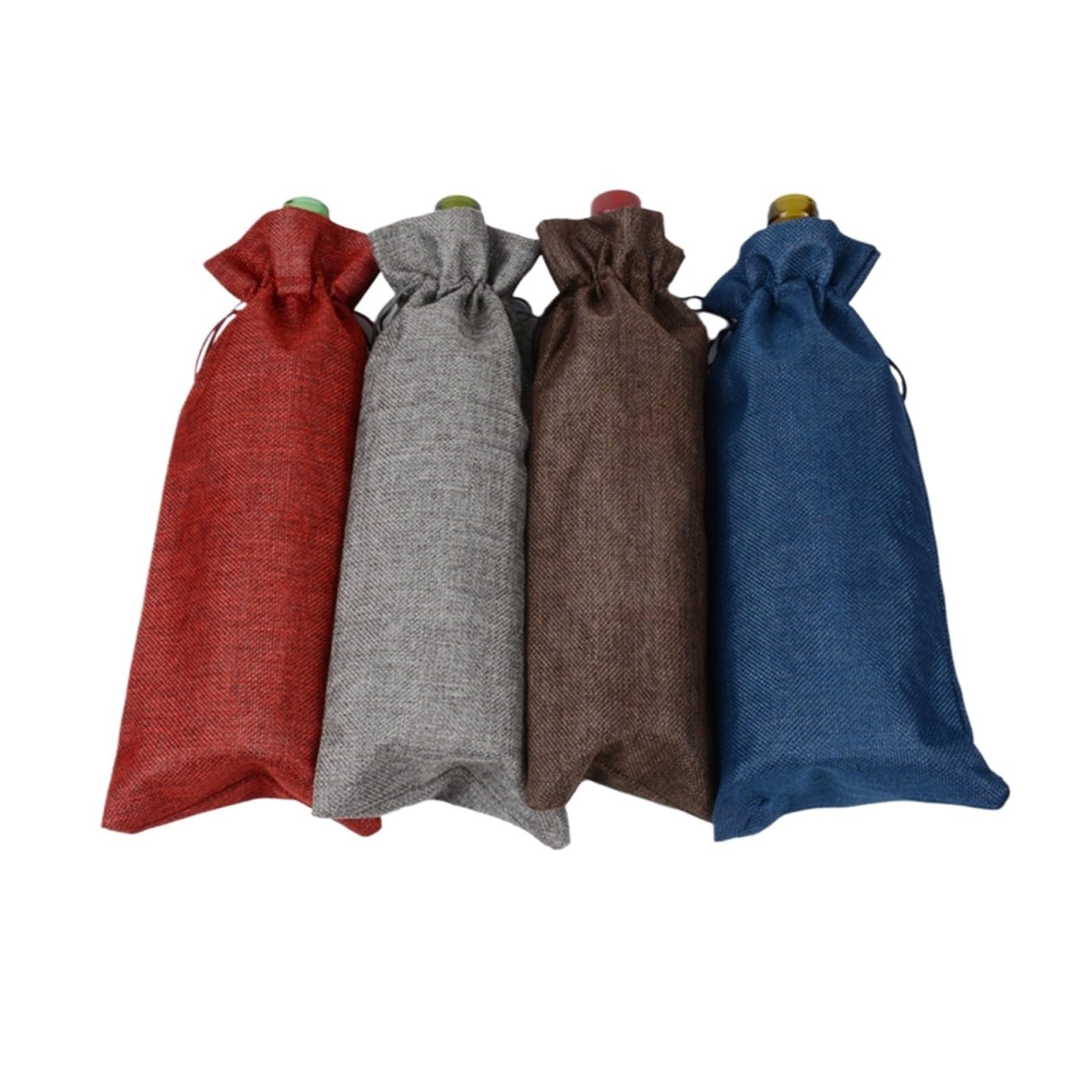 Lot de 12 sacs à vin en toile de jute pour bouteille de vin, champagne, pochette d'emballage pour fête de mariage, couleur aléatoire, One Size, Style unique