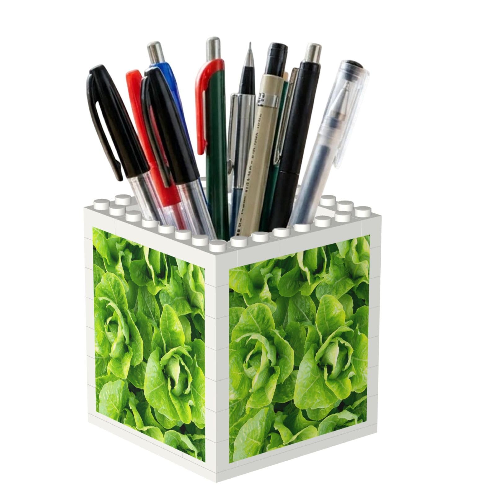 Poadnly Fresh Romaine Lettuce, Pen Pot Pencil Holder for Office Home School, Compact Desk Organiser for Office Stationery