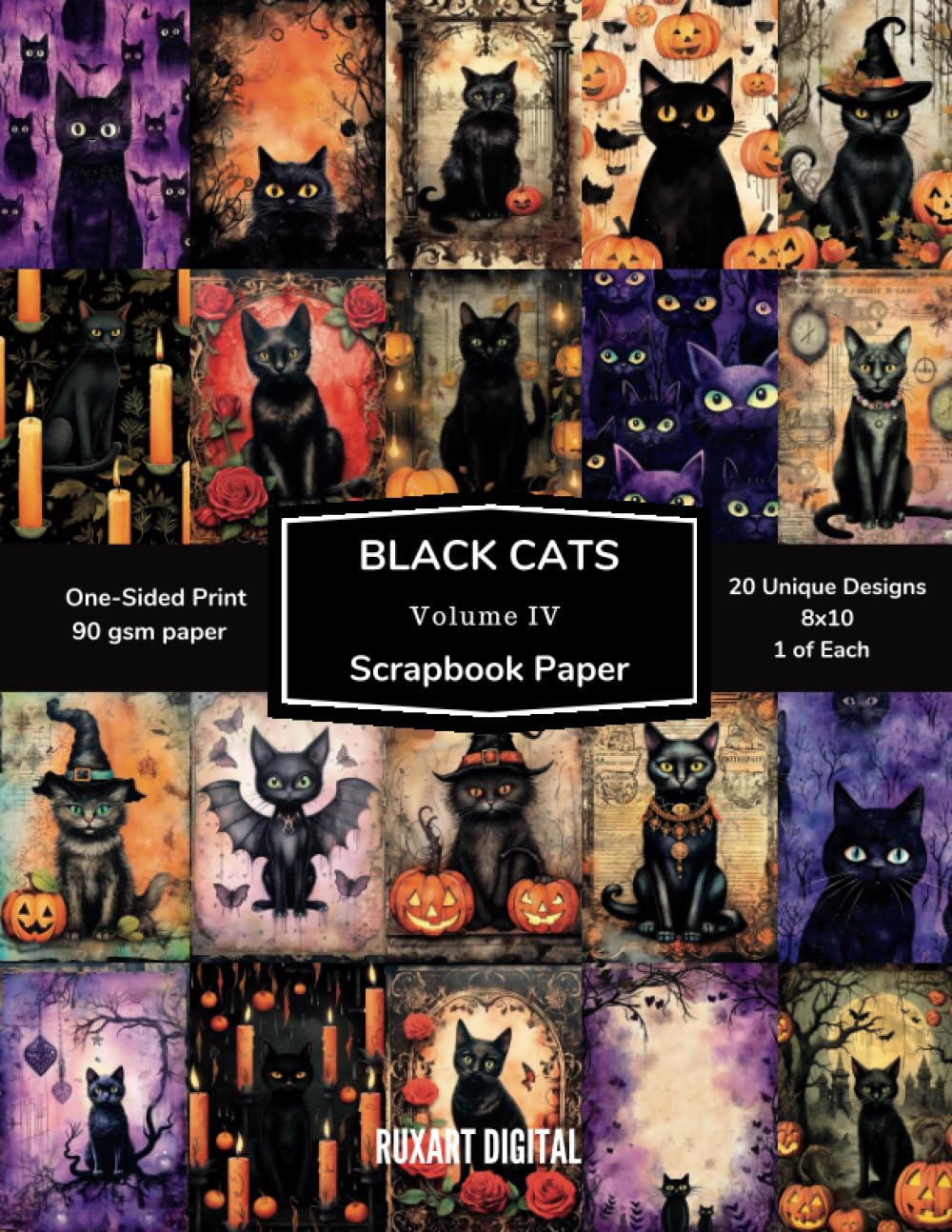 Black Cats Scrapbook Paper - Volume 5: Halloween Fall Theme | One-Sided ...