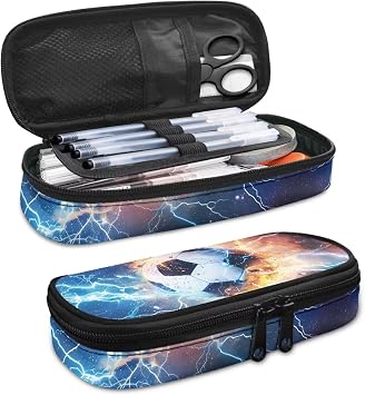 Pencil Case for Boys Elementary Soccer Sport Pencil Case Aesthetic Pen Pouch Bag for Teens Kids School Stuff Pen Case Holder Pouch Pencil Bag with Zipper Office College Stationery Pen Bag