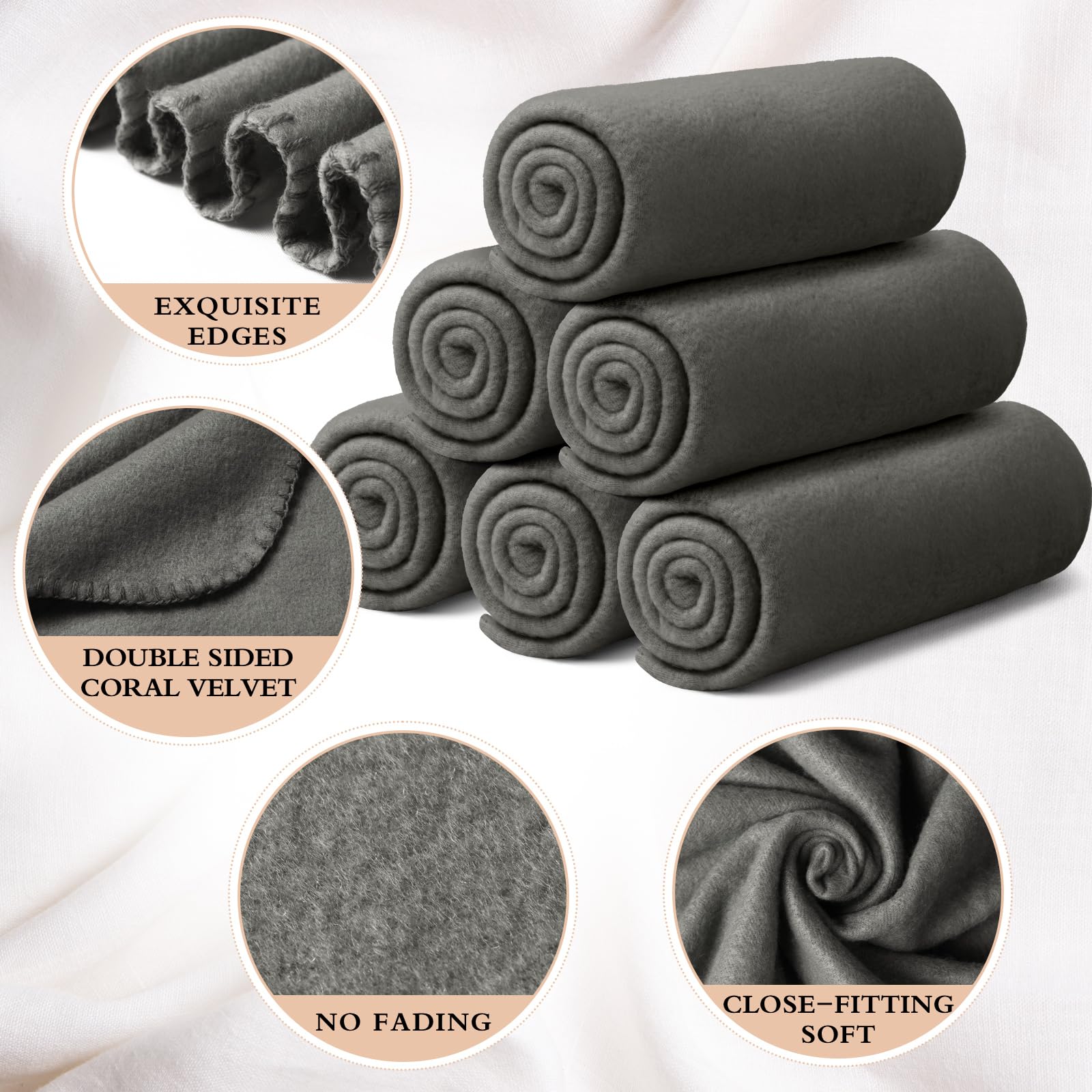 Buryeah 10 coperte in pile, morbide e calde, comode e leggere, in pile felpato, per casa, letto, divano, ufficio, matrimoni, viaggi, campeggio (grigio scuro, 127 x 180 cm)