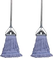 Vista 1 de Trapeador de cuerda de extremo de bucle resistente, mango de acero inoxidable de 67 pulgadas, mopa de grado industrial comercial para limpieza