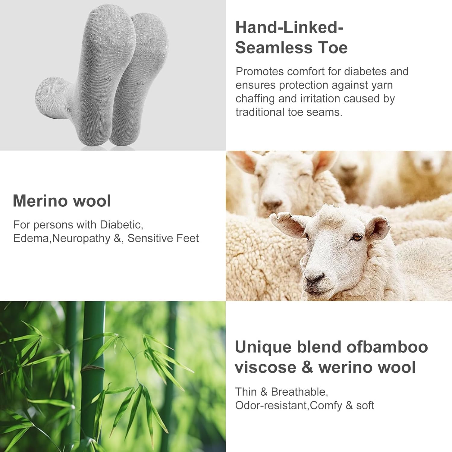 3 Pairs Men's Diabetic Socks,Neuropathy Socks,Non Binding Loose Socks Men,Wide Calf Large Sock,Crew Hospital Socks (L) - Image 4