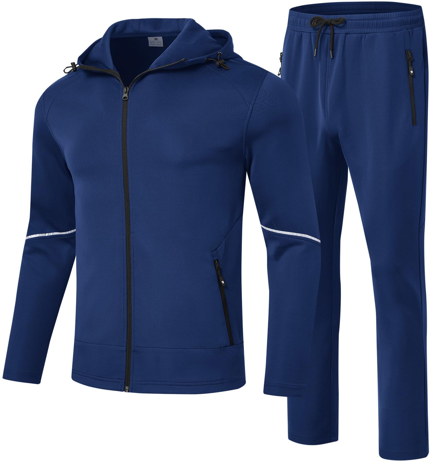Rdruko Conjunto deportivo de 2 piezas para hombre, con capucha, para correr, entrenamiento, gimnasio, calentamiento, ropa deportiva