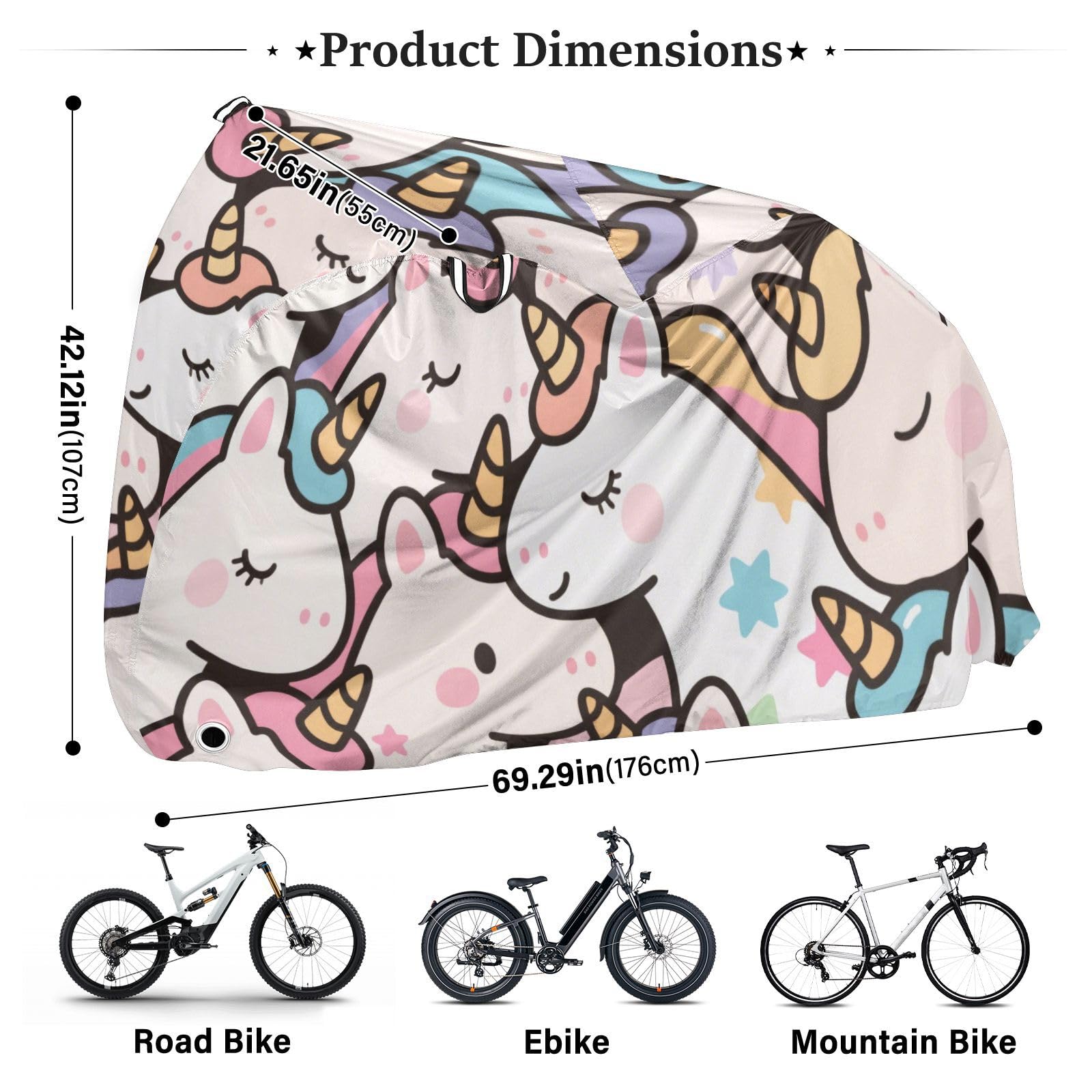 Housse de vélo électrique étanche avec trous de verrouillage - Protection contre la poussière, la pluie, la neige, les UV - Convient à la plupart des accessoires pour vélos électriques