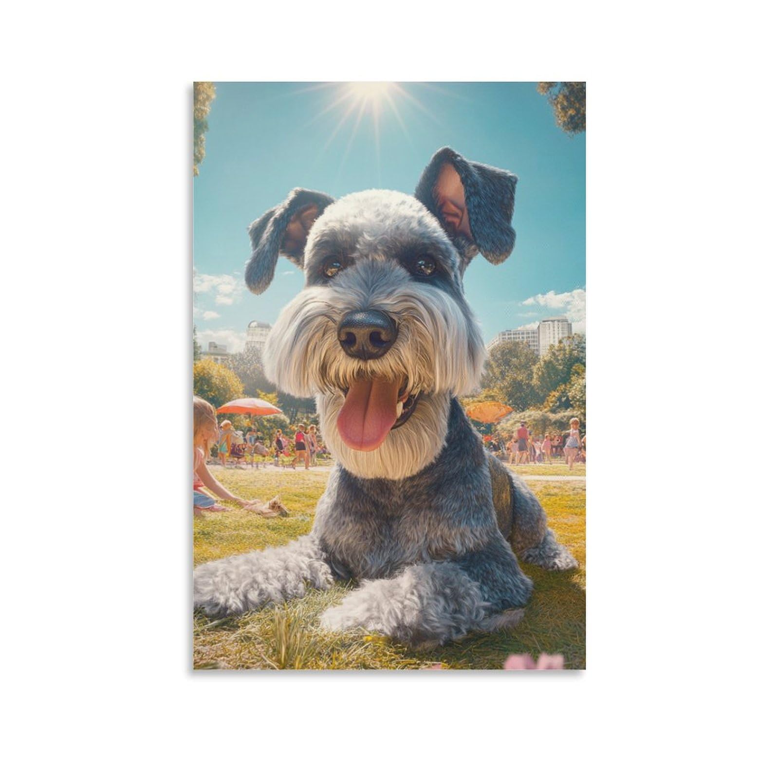 Cuadros decoracion de Schnauzer para salon y dormitorio lienzo moderno 50x75cm 6