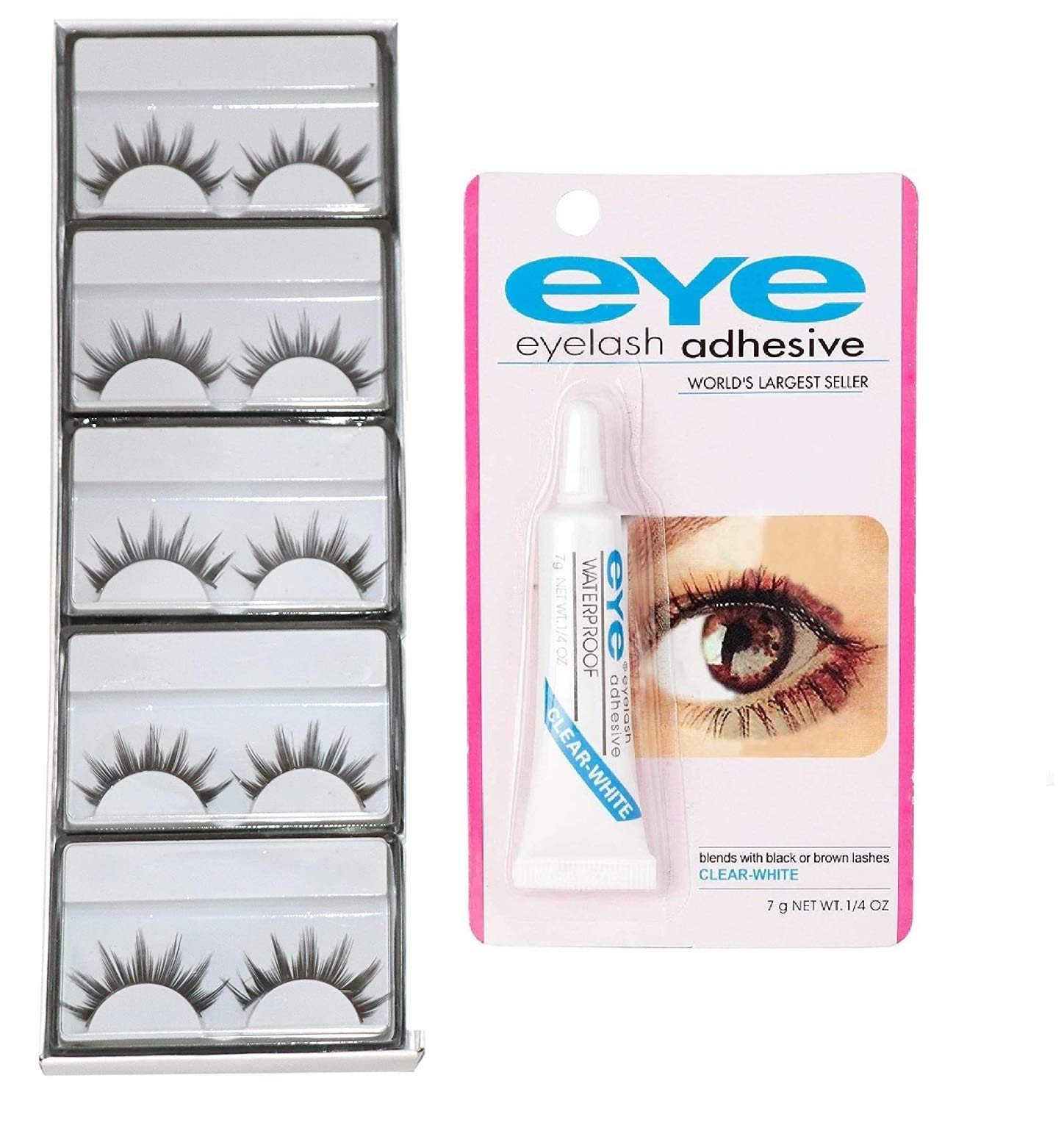 Angelie false eyelashes 5 pcs and 1 pcs eyelash glue (Eye combo)