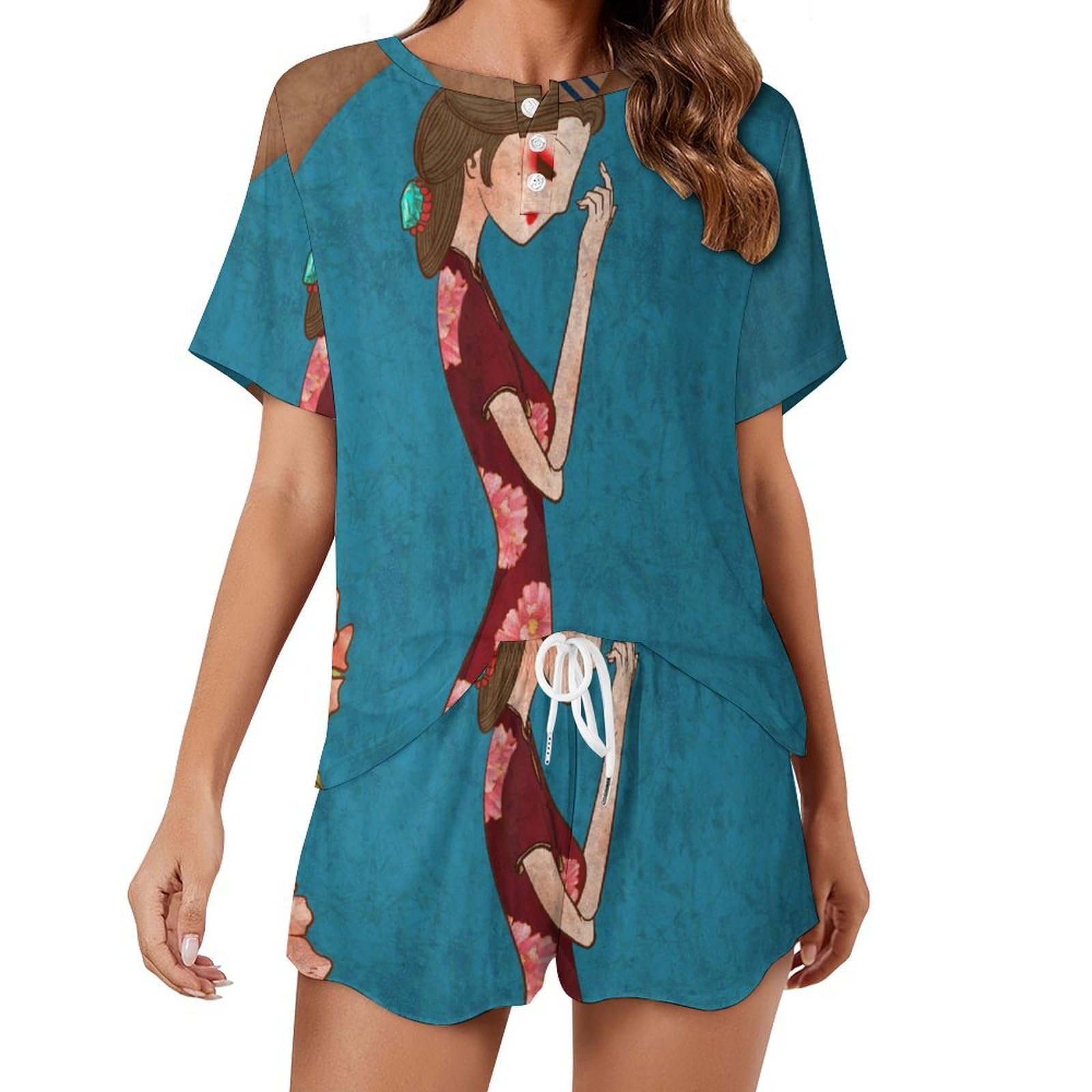 VYJLOO Original Woman Womens Pajamas Set Short Sleeve Sleepwear Nightwear Pjs Set Loungewear