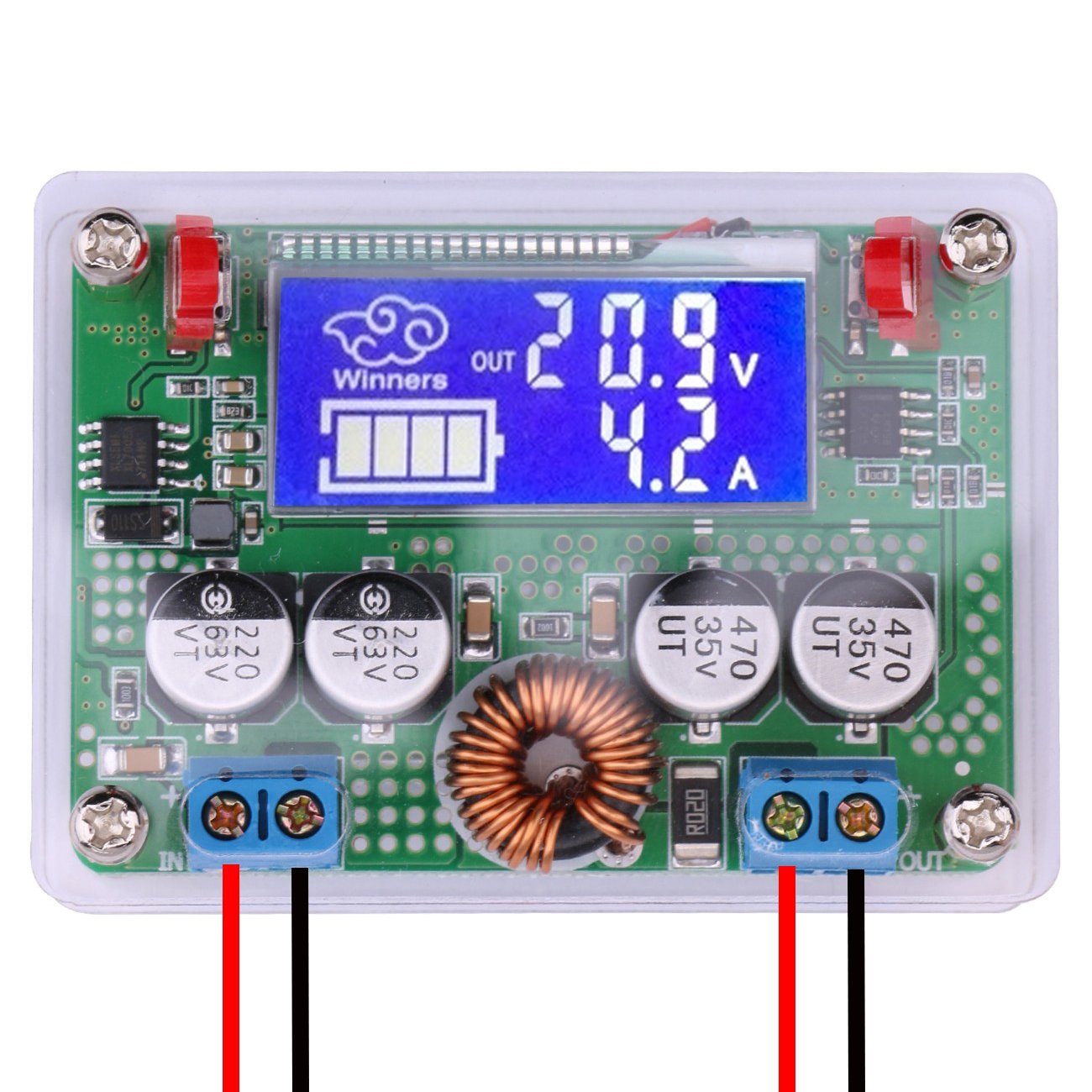 DC Buck Converter, Yeeco DC to DC Step Down Converter 8-60V 36V 48V to 3-32V 5V 12V 24V 7A Voltage Regulator Adjustable Volt Transformer Board Power Supply Module with LCD Display and Protective Shell