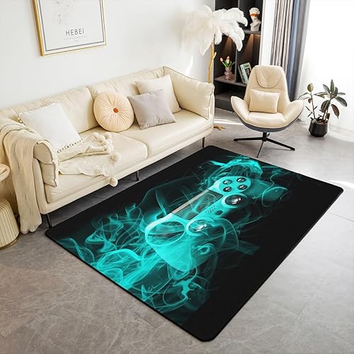 Alfombras suaves gamer para sala de estar, dormitorio, torre de juegos, videojuegos, entrada, alfombra decorativa para niños, color verde azulado Alfombras suaves gamer para sala de estar, dormitorio, torre de juegos, videojuegos, entrada, alfombra decorativa para niños, color verde azulado