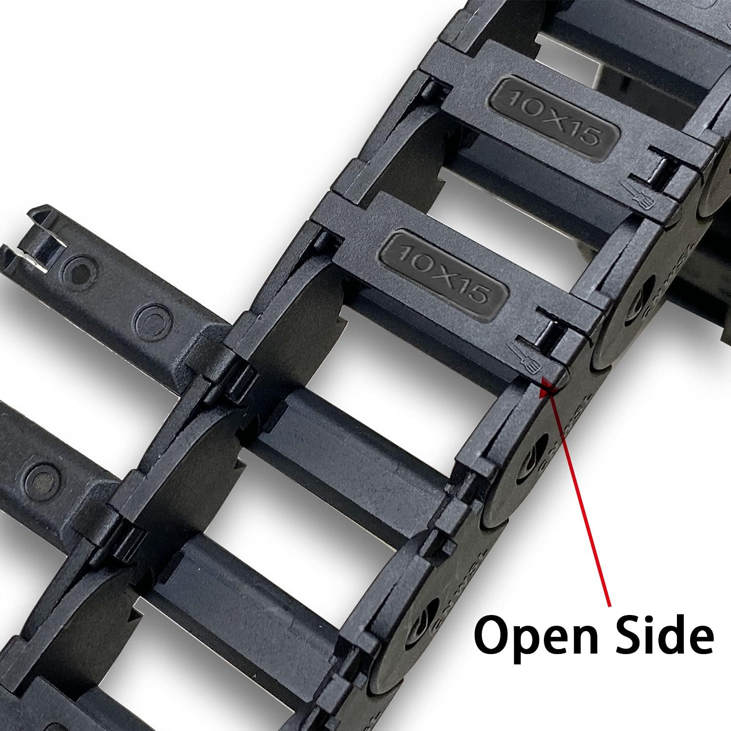 2pcs 39.4inch Drag Chain Cable Carrier Open Type R18 Wire Cable Chain for CNC Router Mill and 3D Printer,Extra 2 Pair End Connectors,1pc Screwdriver,9 Screws(10x15)