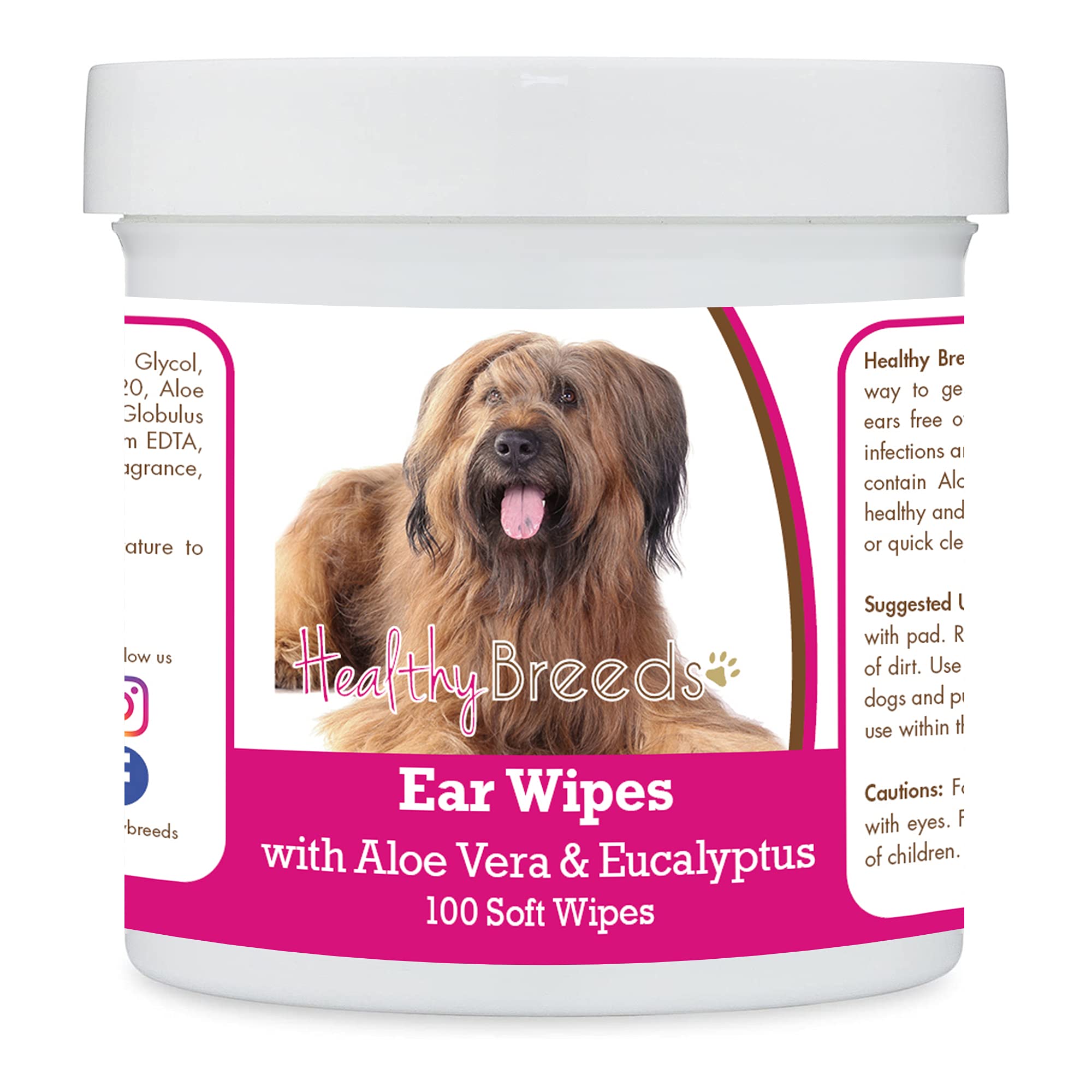 Healthy Breeds Briard Ear Cleaning Wipes with Aloe &amp; Eucalyptus for Dogs 100 Count