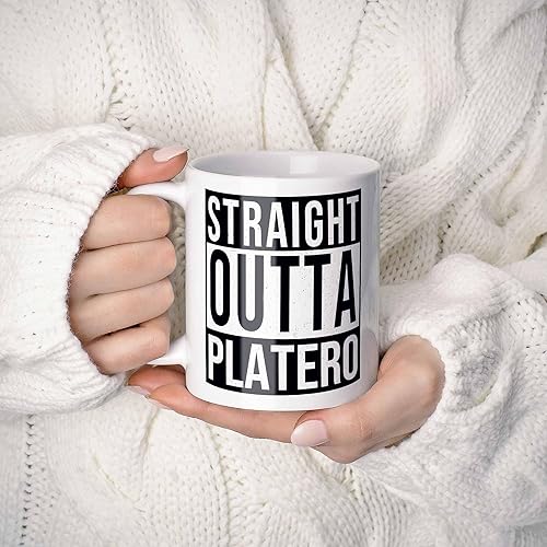 Miniatura 2 de Platero Last Name Gift. Personalized, Custom Straight Outta Surname Sign Coffee Mug. 11 Ounces.