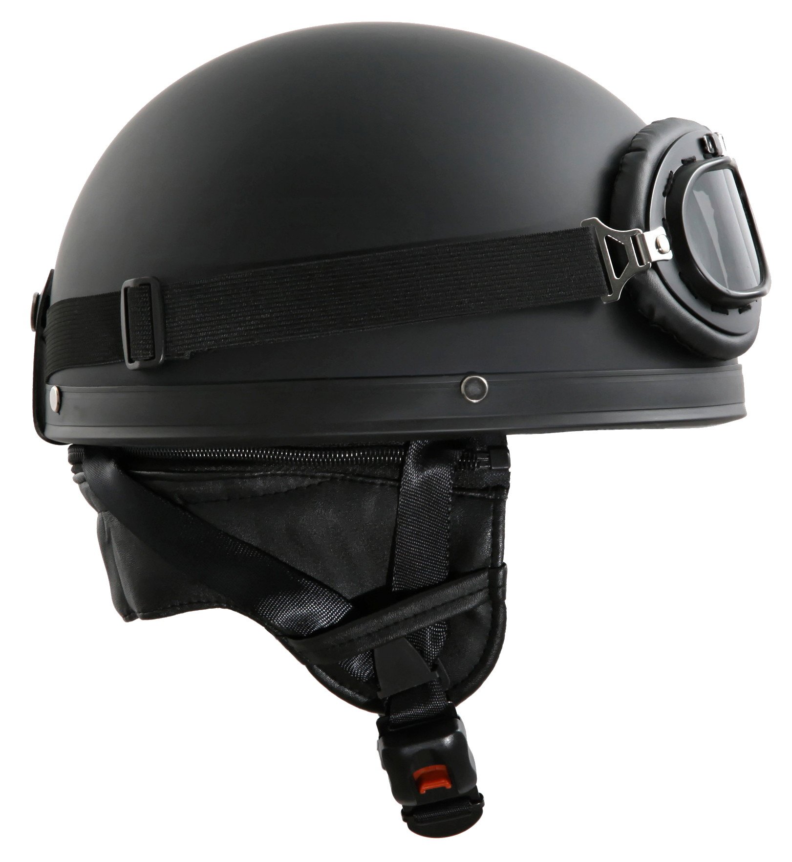 Oldtimer Motorradhelm in Schwarz matt mit Brille Größe S 55 bis 56cm