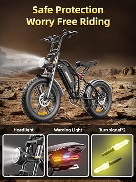 DEEPOWER S20 Electric Bike for Adults, 1500W Peak Motor, Up to 32MPH, 48V 25AH Removable Battery, 20'' Fat Tire Ebike, Long Range All-Terrain Electric Dirt Bike