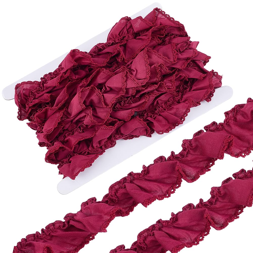FINGERINSPIRE 6m Cotton Ruffle Trim 30mm Wide Red Color Ruffle Trim Soft Decorative Fabric Ribbon for Sewing Handwork DIY Crafts Ribbon for Home Dress Clothes Bag Hat Decoration