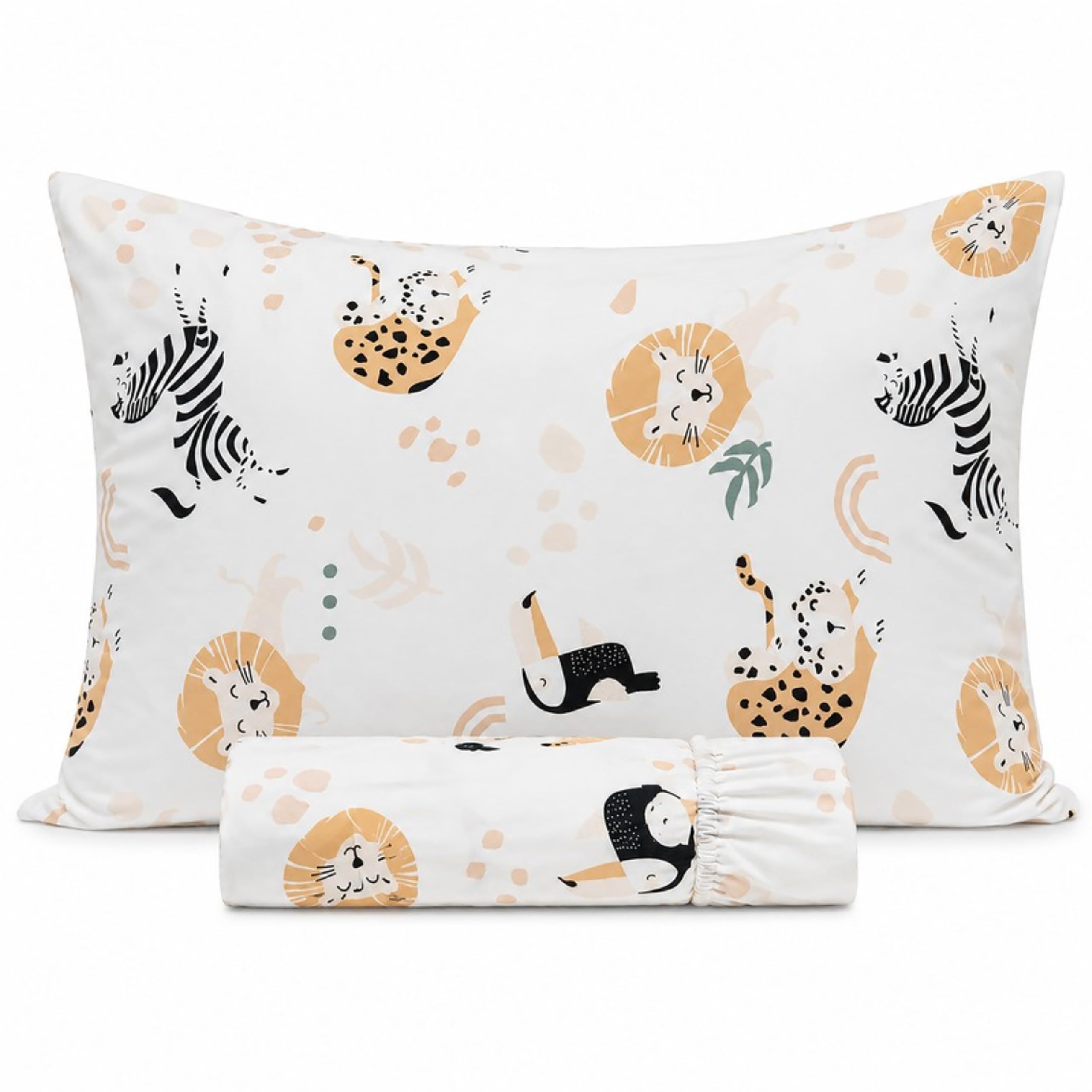 Photo 1 of 100% Cotton 210TC Salt Earth Kids Bedsheet,Twin Sheets Set for Toddler bed, 3 Piece Bedding Set Including Flat Sheet, Fitted Sheet, and Pillowcase, Themed Sheets for a Playful Kids Bed (Jungle Safari)