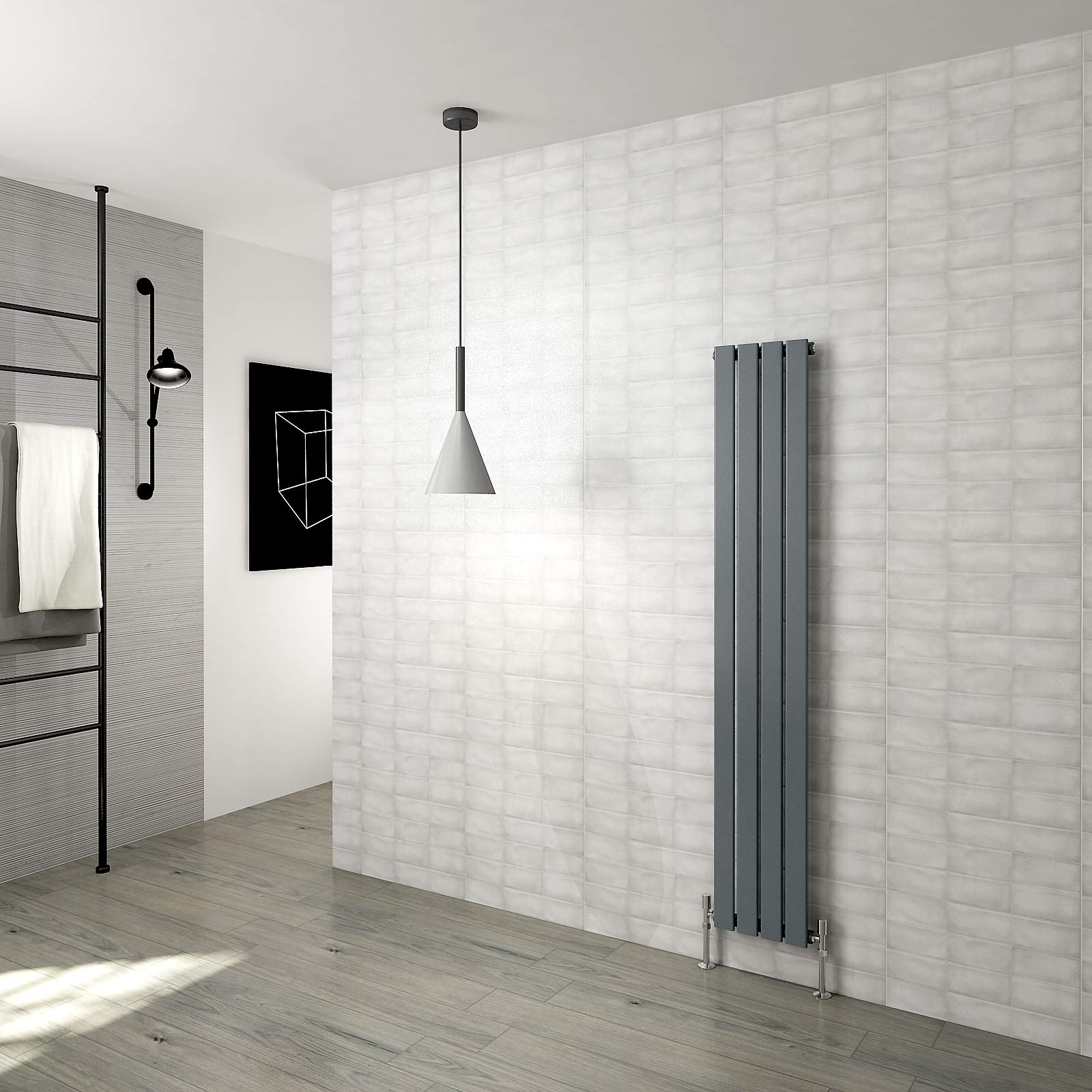 Vertical Radiator Flat Panel Designer Central Heating Anthracite Rads Single 1600x272mm