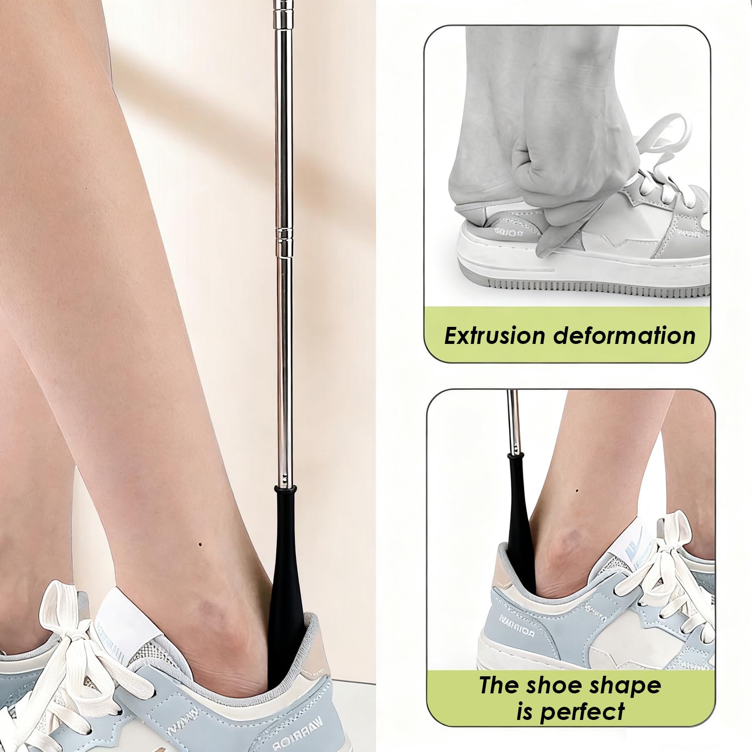 2 Calzadores Negros, Usuarios De Zapatos Retráctiles De Mango Largo, Herramientas Familiares Portátiles Y Prácticas, Adecuadas Para Ancianos, Niños Y Adultos.