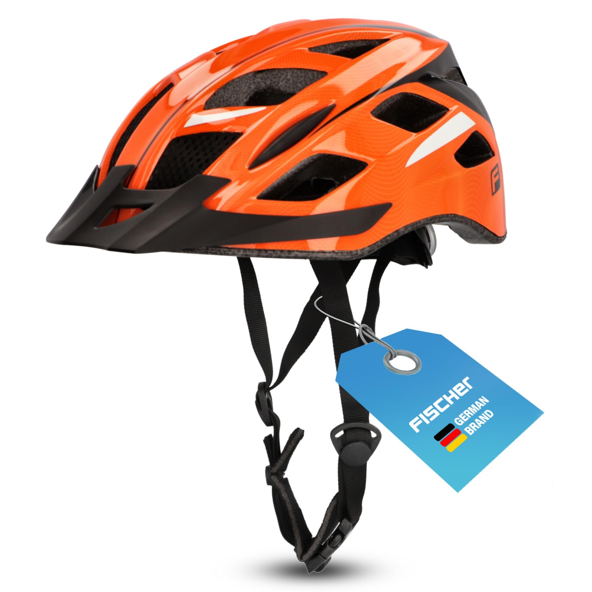 FISCHER Adult Bicycle Helmet, Bicycle Helmet, City Helmet, Urban, S/M, 52-59 cm, Orange, with Illuminated Inner Ring System