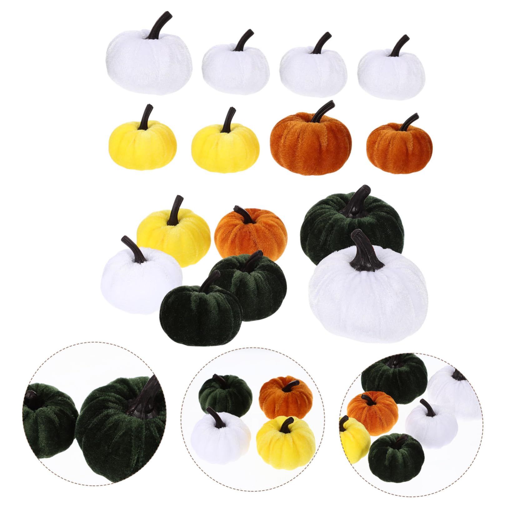 Zerodeko 2 Set Zucca Artificiale Zucche Artificiali Bianche Mini Zucche Artigianali Finto Ornamento Di Zucca Artificiale Autunno Falso Decorazioni Autunnali Al Coperto Flanella 15 Pezzi*2