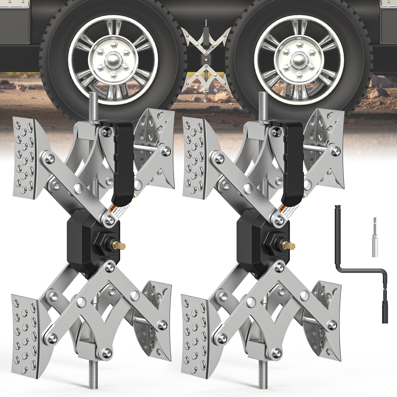 X-Shaped RV Wheel Stabilizer Chocks for RV Camper Trailers &amp; Trucks 2 Pack