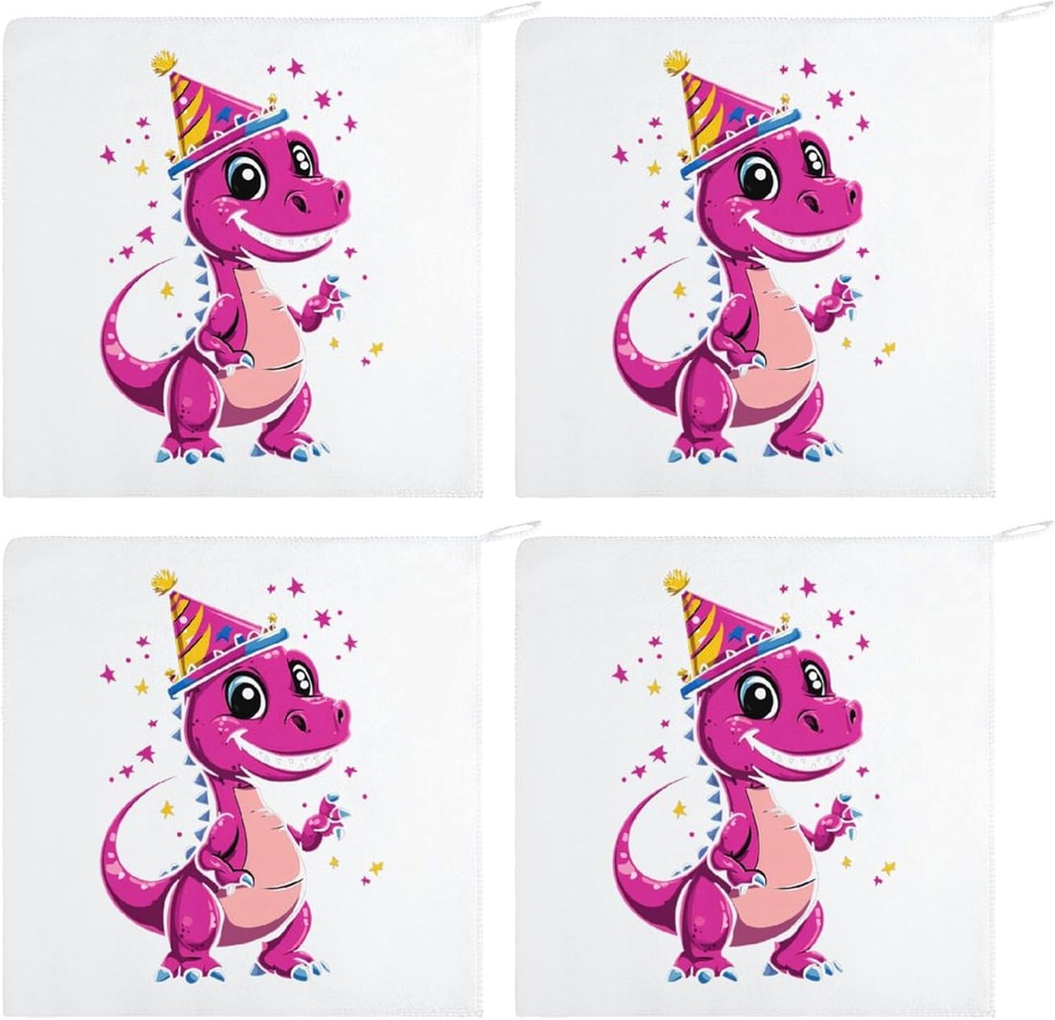 Birthday Dinosaur Party Towel Hand Towels Decorative Towel for Bathroom Kitchen Shower Gym 4PCS