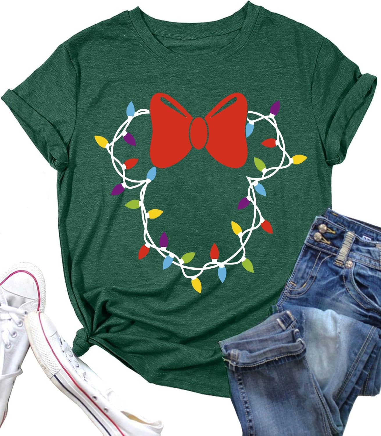 Christmas Lights Shirts Womens Merry Christmas Shirt Xmas Holiday Graphic Tshirt Funny Vacation Tee Tops