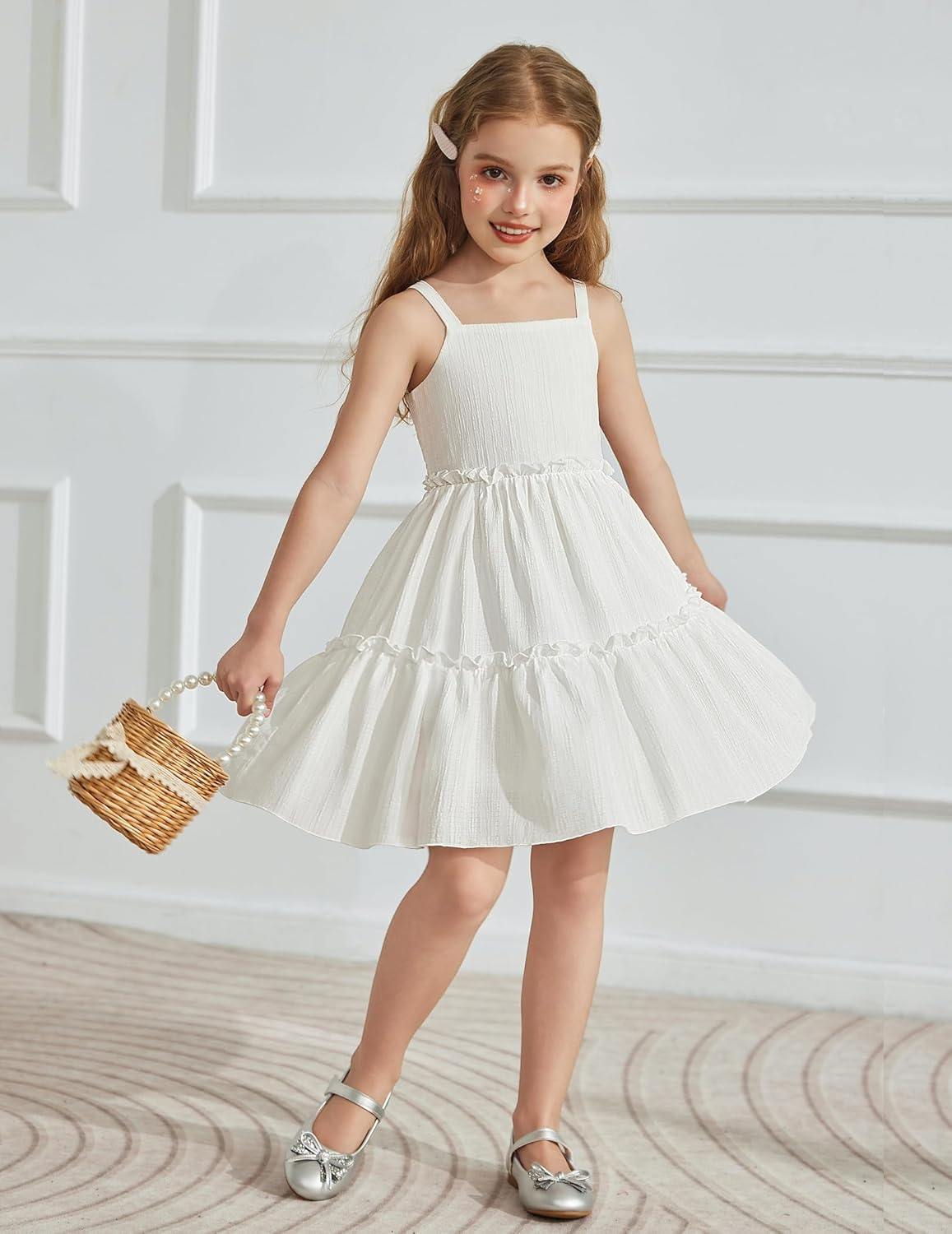 Arshiner Girls Spaghetti Strap Dress Toddler Summer Dresses Kids Beach Casual Sundresses with Pockets for 1-7t - Image 2