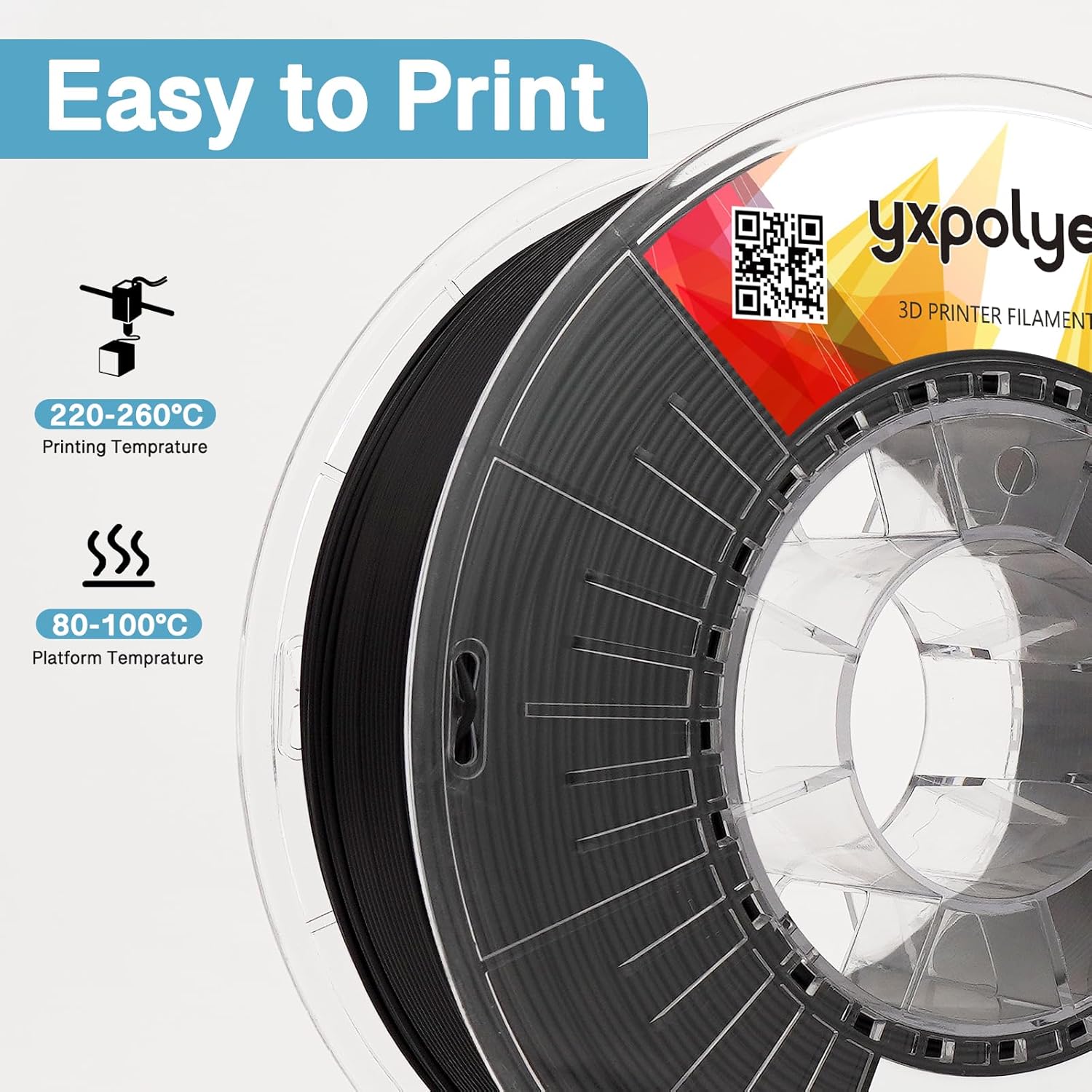 YXPOLYER ABS ESD Safe 3D Printing Filament 1.75mm 1kg Electrostatic Discharge Anti-Static ABS Engineering Industrial-Grade Filament for Electronics Industry with Heat-Resistant PC Spool