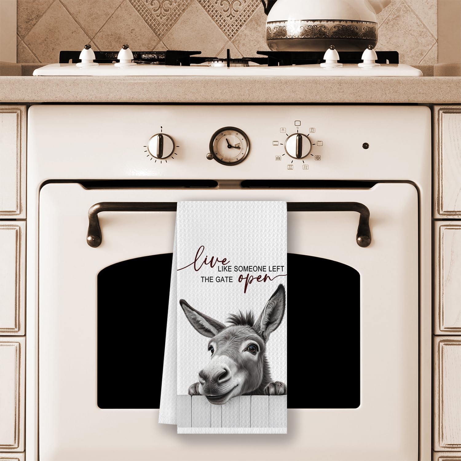 Donkey Kitchen Dish Towels,Donkey Lovers Gifts for Women, Funny Farmhouse Donkeys Hand Tea Towels for Bathroom Kitchen Decor,16x24 Inches - Image 4