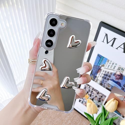 Miniatura 4 de Jmltech Funda para Samsung Galaxy A24 5G con espejo plateado lindo corazón claro parachoques delgado fundas protectoras para Samsung Galaxy A24 5G