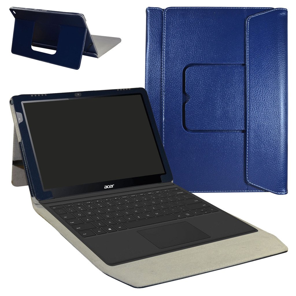 Acer Switch Alpha 12 Case,Mama Mouth 2-in-1 Romovable Portfolio PU Leather Folio Stand Cover for 12" Acer Aspire Switch Alpha 12 Windows 10 Detachable Convertible Laptop Tablet,Blue