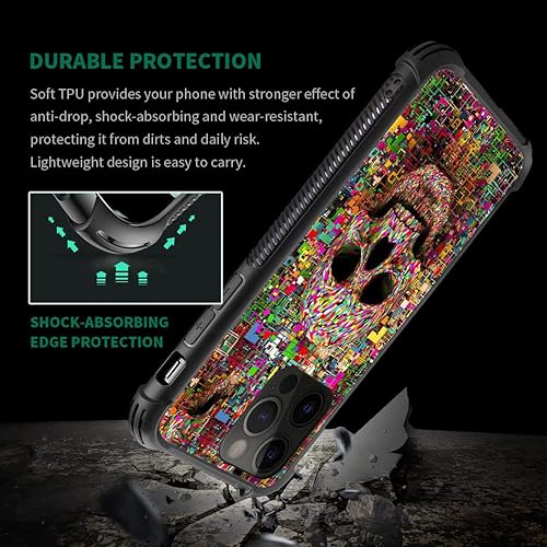Miniatura 5 de CARLOCA Funda compatible con iPhone 15 Pro Max, fundas de calavera de ruido rosa para iPhone 15 Pro Max para hombres y niños, funda de diseño de