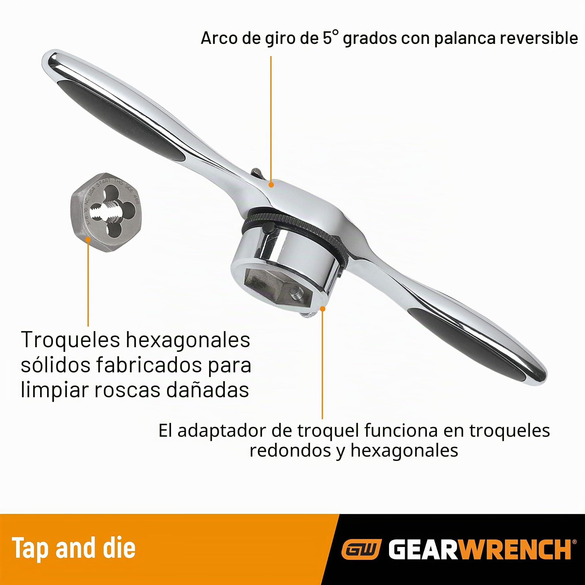 GearWrench 3887 Juego de Llaves de Machos y Terrajas de Trinquete SAE y Métrico, 77 Piezas