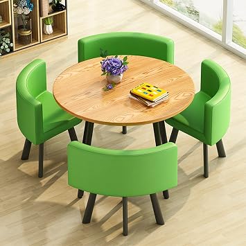 LSRY Coffee Table and Chair Set Office Conference Tables Negotiation Table Dining Table Small Space Dinette Round Leisure Hotel Lounges Balcony Restaurant Meetings Room Reception Tables Color Gree