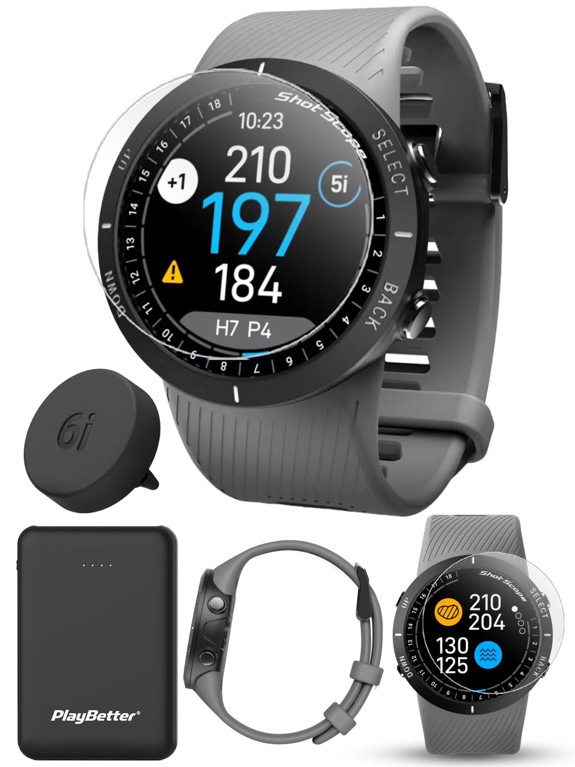 Shot Scope V5 (Gray) Golf GPS Watch PlayBetter Bundle