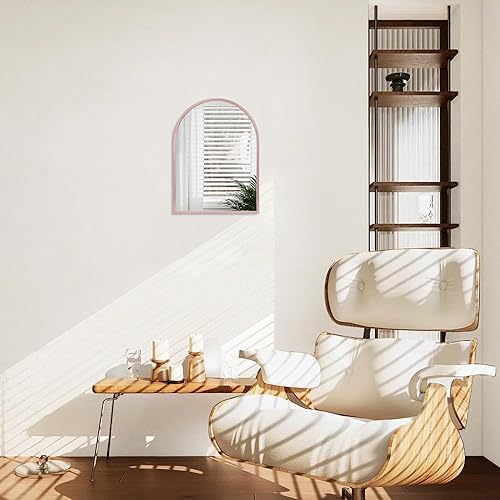 Miniatura 5 de Espejo de baño de arco, espejo de pared con marco de metal cepillado, espejo de pared de aleación de aluminio para dormitorio, entrada, sala de