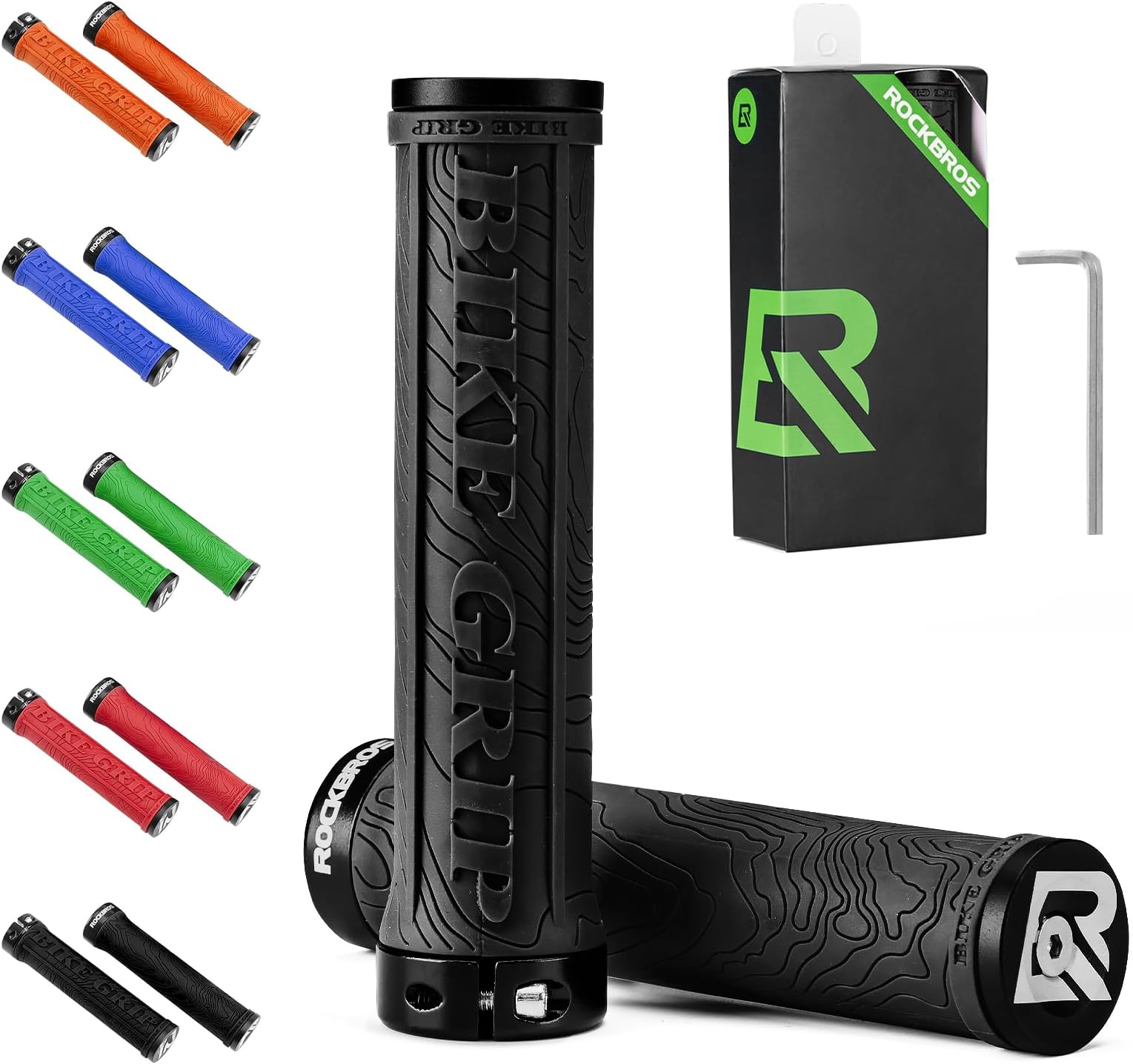 ROCKBROS Bike Handlebar Grips Double Lock-on MTB Bicycle Handle Bar Grips Ergonomic Non-Slip Rubber Hand Grip for Scooter, Mountain, BMX, Beach Cruiser, Folding Bike