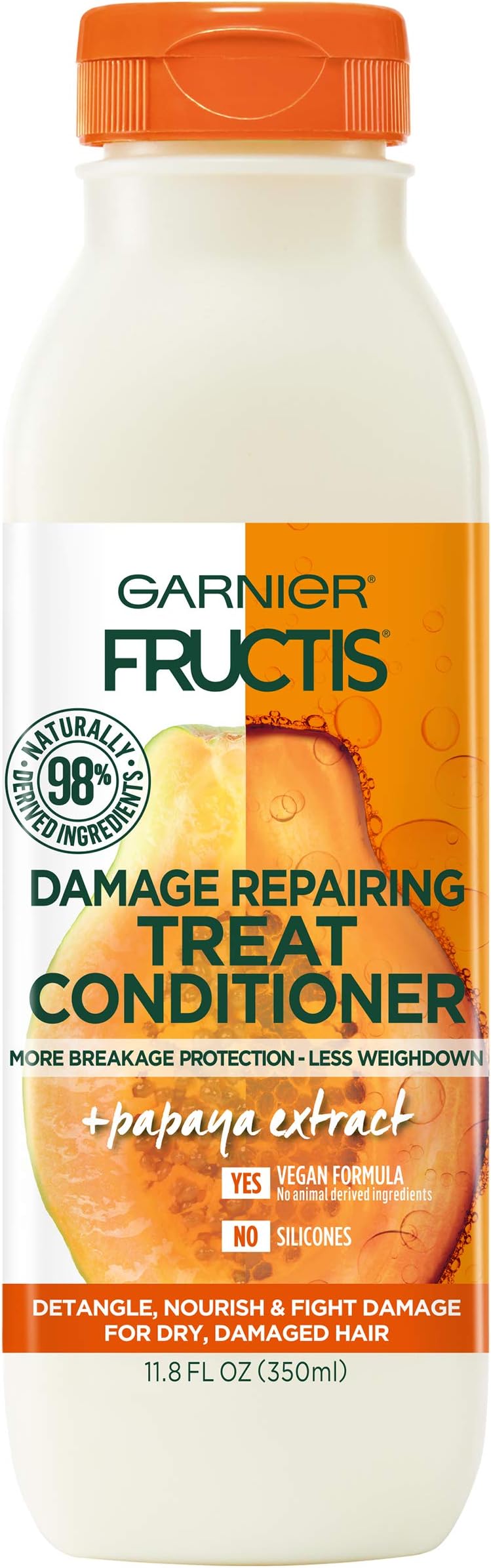 Garnier - Garnier Fructis Damage Repair Balm with Papaya Extract, 98% Naturally Derived Ingredients, More Breakage Protection, Less Tartar, for Soft Hair