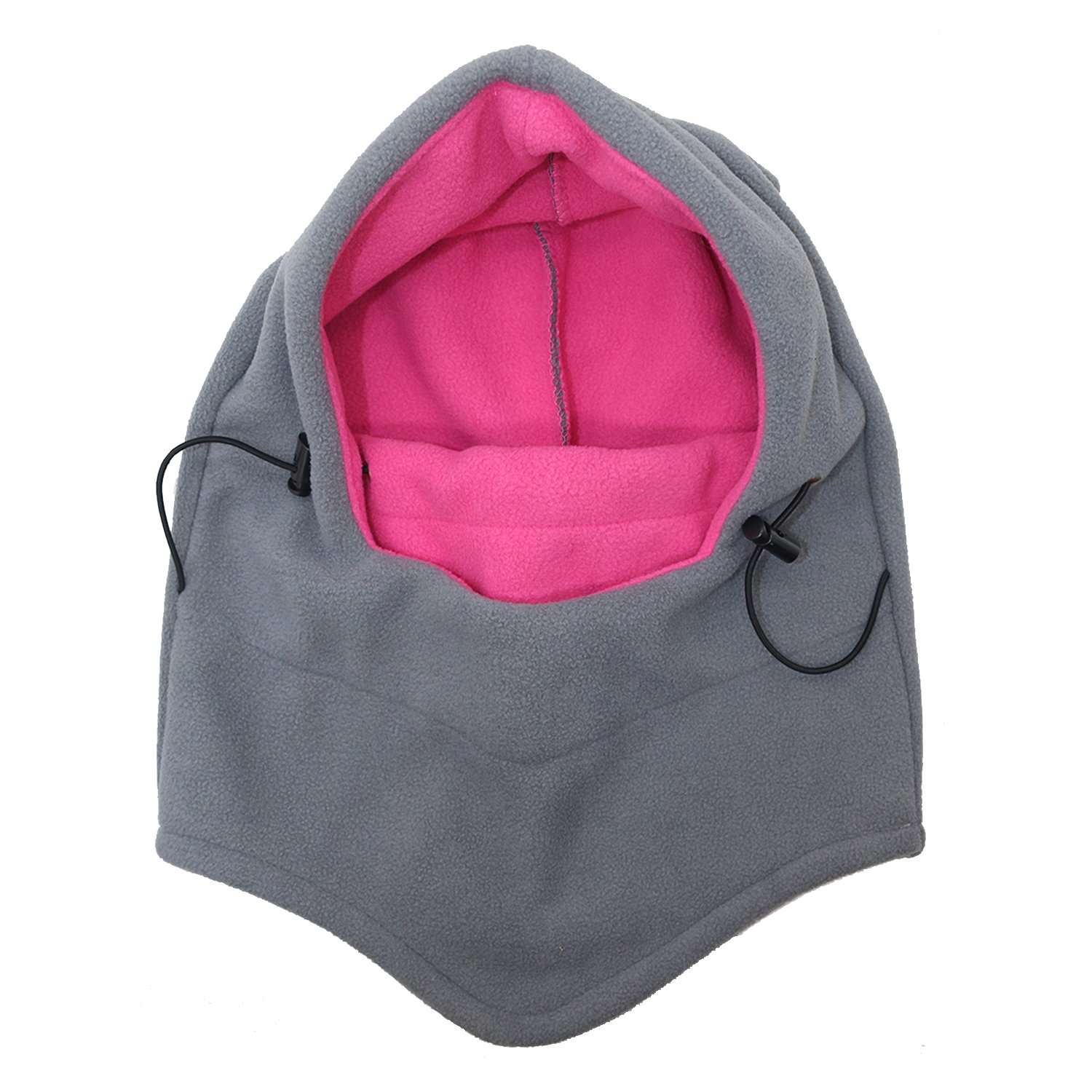 Heavyweight Balaclava Ski Face Mask Fleece Hood Men Women Kids Outdoor Cold Weather Windproof, Grey & Rose