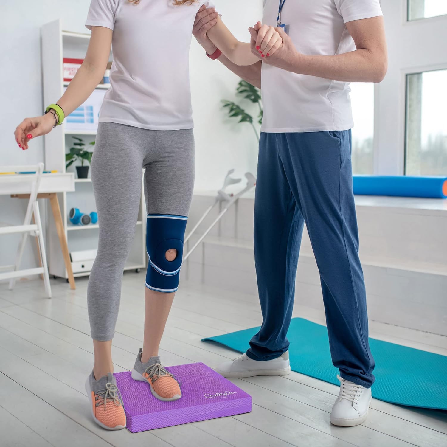 Quality Den Balance Pad, schiuma morbida antiscivolo, cuscino di equilibrio per stabilità e coordinazione – aiuta a rafforzare i muscoli profondi – Include manuale di esercizi elettronici