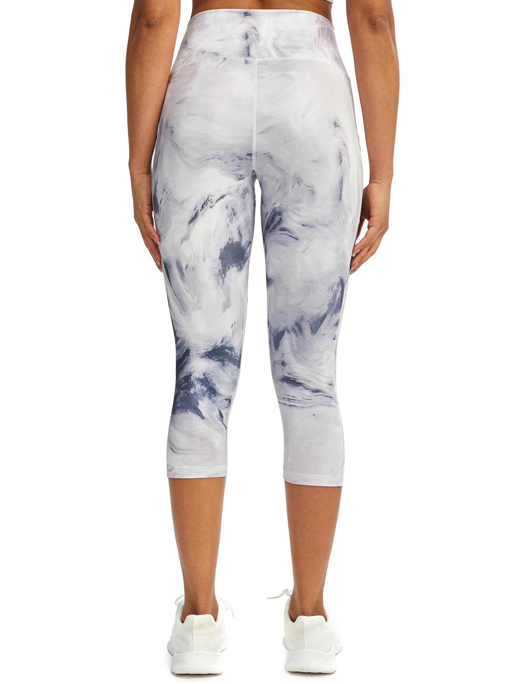 Sport Leggings Damen 3/4 Capri Leggings Damen mit Taschen, Sporthose Damen 3/4 Blickdicht Fitnesshose Laufhose Damen