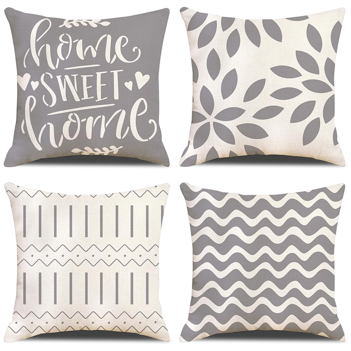 GYISANA Cushion Covers 45cm x 45cm,Set of 4 Sweet Home Decorative Throw Pillow Covers Geometric Pattern Linen Square Pillow Cases 18x18 Inch for Sofa Living Room Bed Couch Car Home Decor