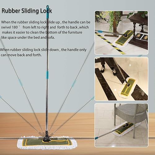 Miniatura 4 de OFO - Juego de 2 trapeadores de polvo industriales comerciales de 24 pulgadas, trapeador de polvo resistente, mango de acero inoxidable de 63