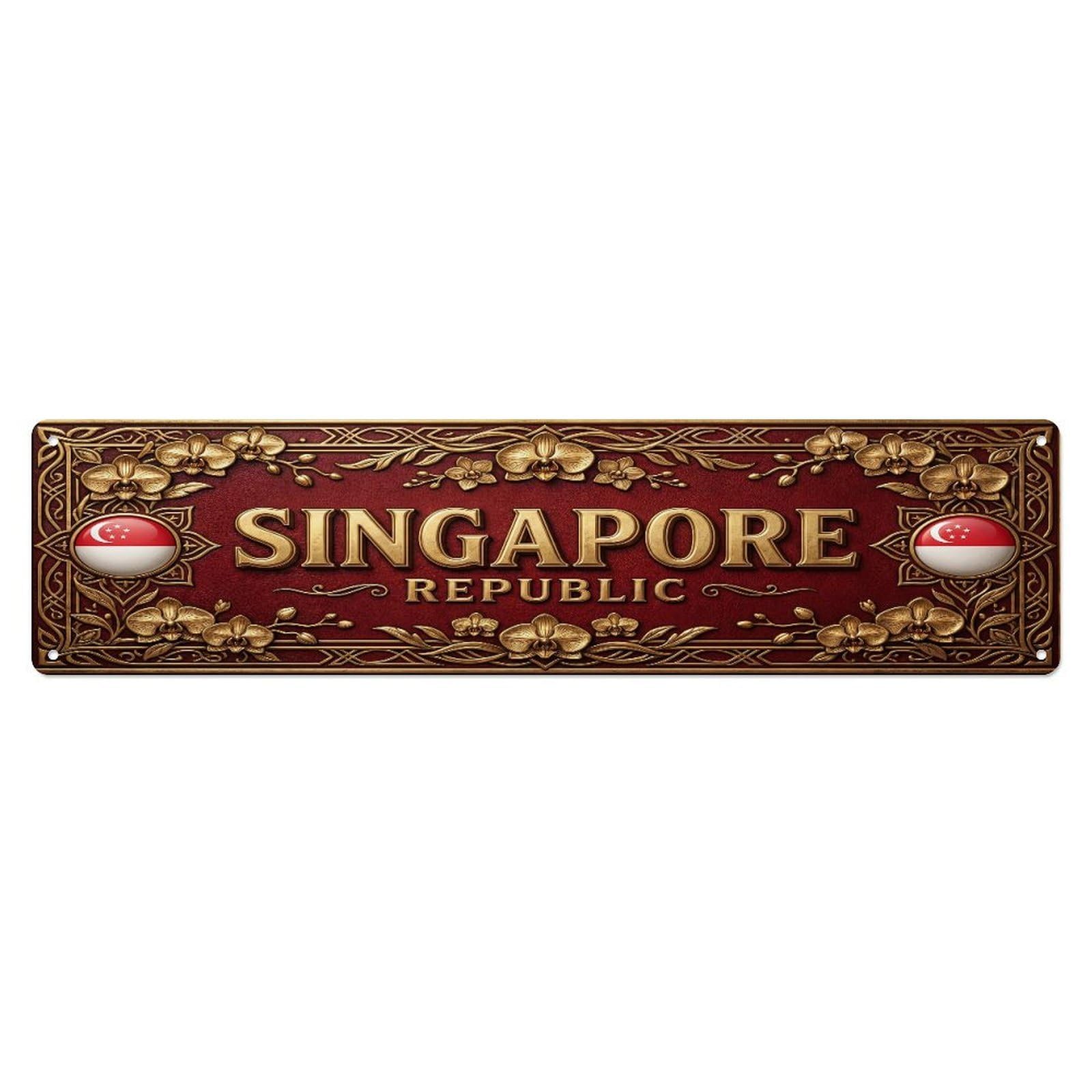 Xanthor Style Metal Tin Sign Vintage Singapore Republic Flag Pattern