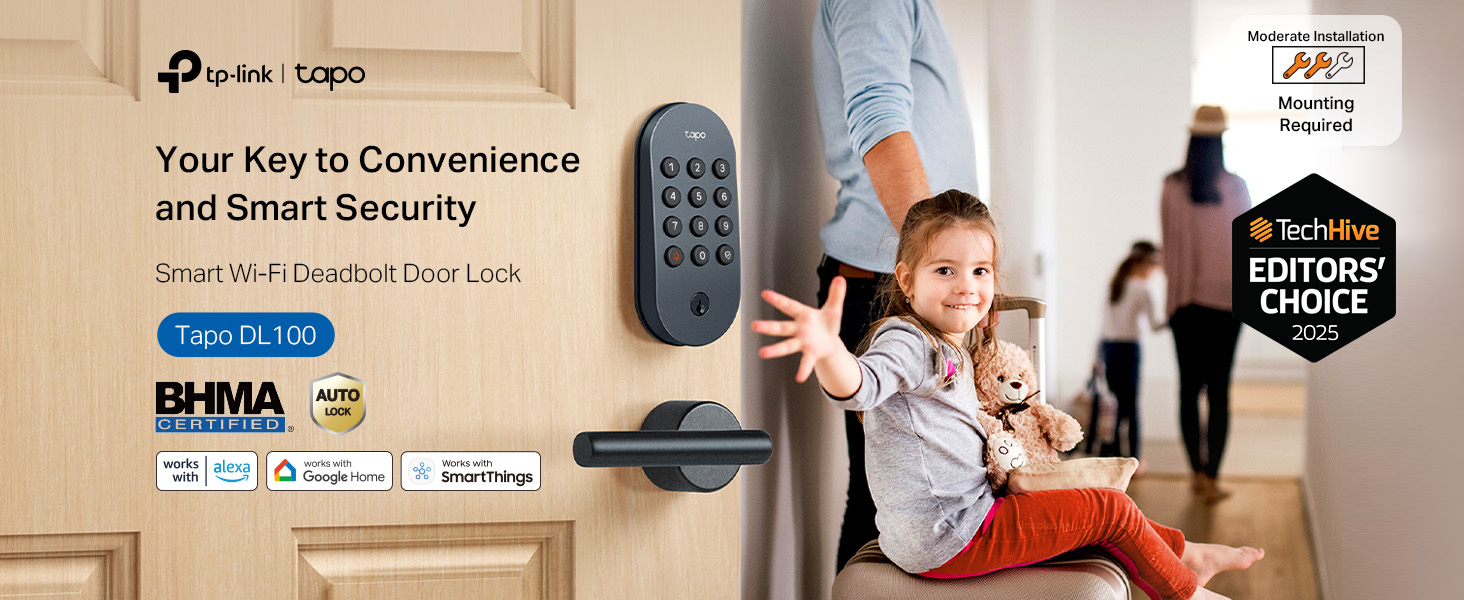 Tapo Smart Wi-Fi Deadbolt Door Lock – Keyless Tactile Buttons