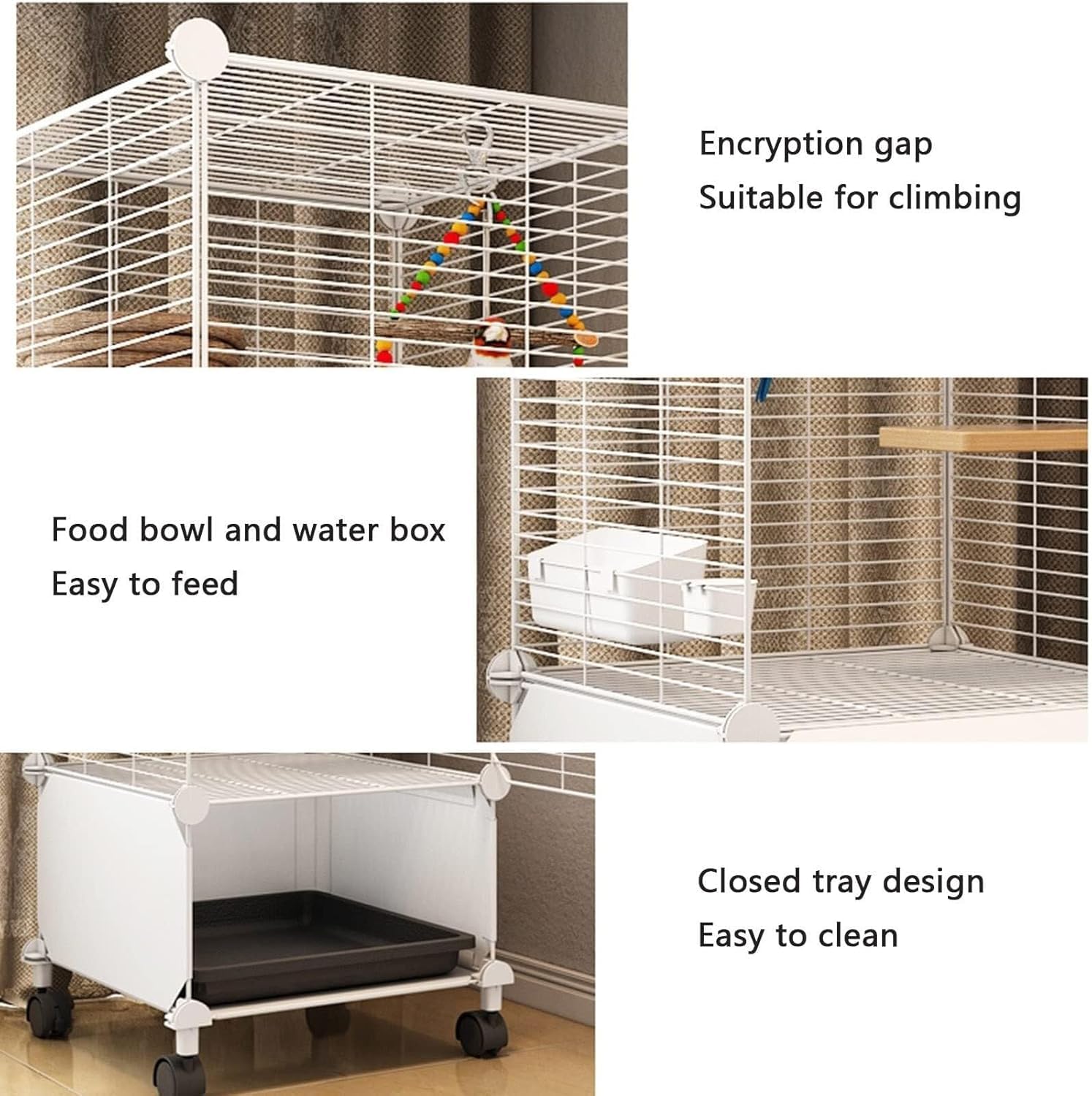 Jaula para pájaros para cacatúas y periquitos con ruedas giratorias y bandeja fácil de limpiar, adecuada para tortolitos, palomas y otros pájaros
