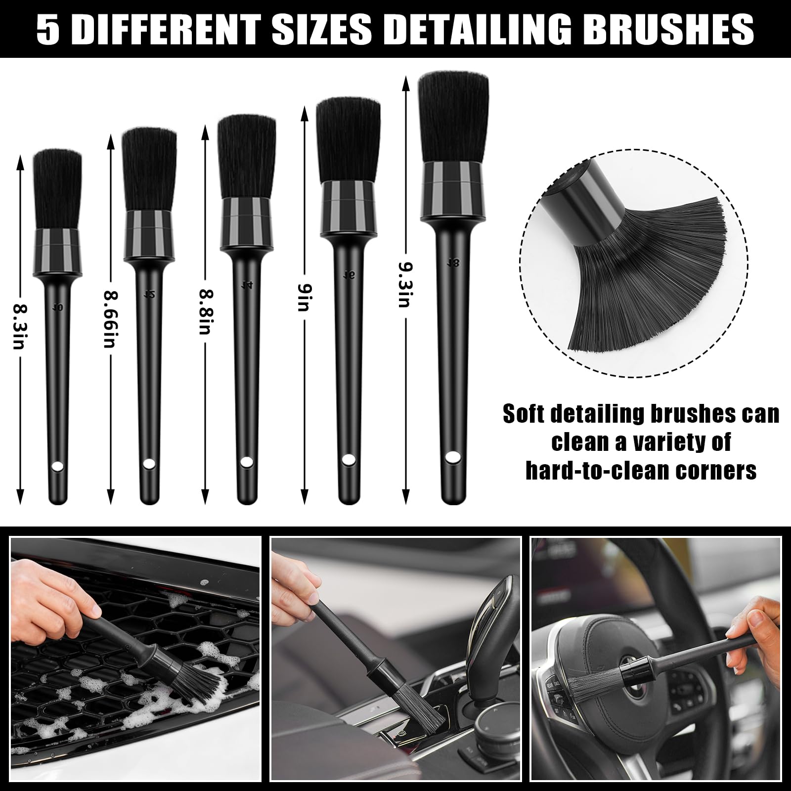 Kit di Pulizia per Auto, Kit di Pulizia per Interni dell'auto, con aspirapolvere Portatile ad Alta Potenza, Set di spazzole, Strumento per Parabrezza, spolverino, Asciugamani, Strumenti